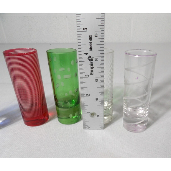 Mikasa Cheers Shot Glasses Mixed Lot Colored & Clear Etched Set of 5 READ - Picture 4 of 10